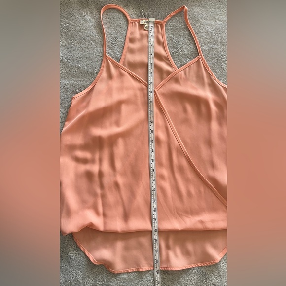 Lily White Deep V Neck Wrap Spaghetti Strap Tank in Apricot - Picture 8 of 8